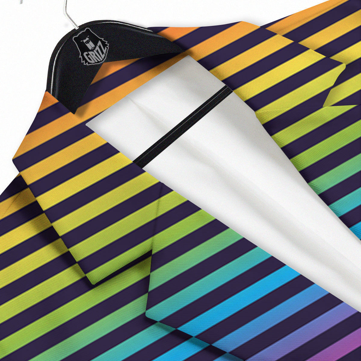 Striped Neon Rainbow Print Men's Sport Coat-grizzshop