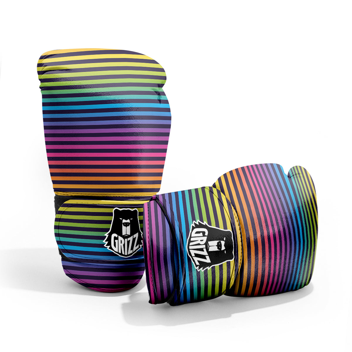 Striped Neon Rainbow Print Pro Boxing Glove