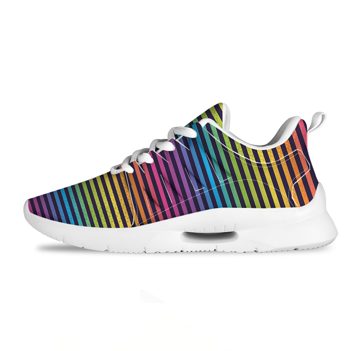Striped Neon Rainbow Print Tennis Shoes-grizzshop