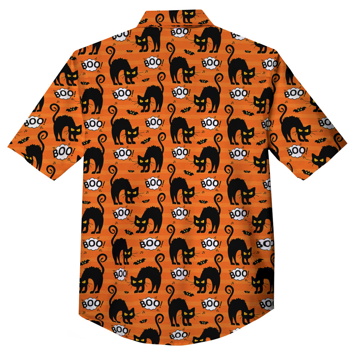 Striped Orange Black Cat Angry Print Pattern Button Up Shirt-grizzshop