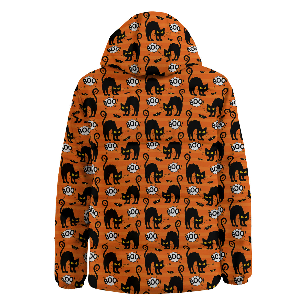 Striped Orange Black Cat Angry Print Pattern Down Jacket-grizzshop