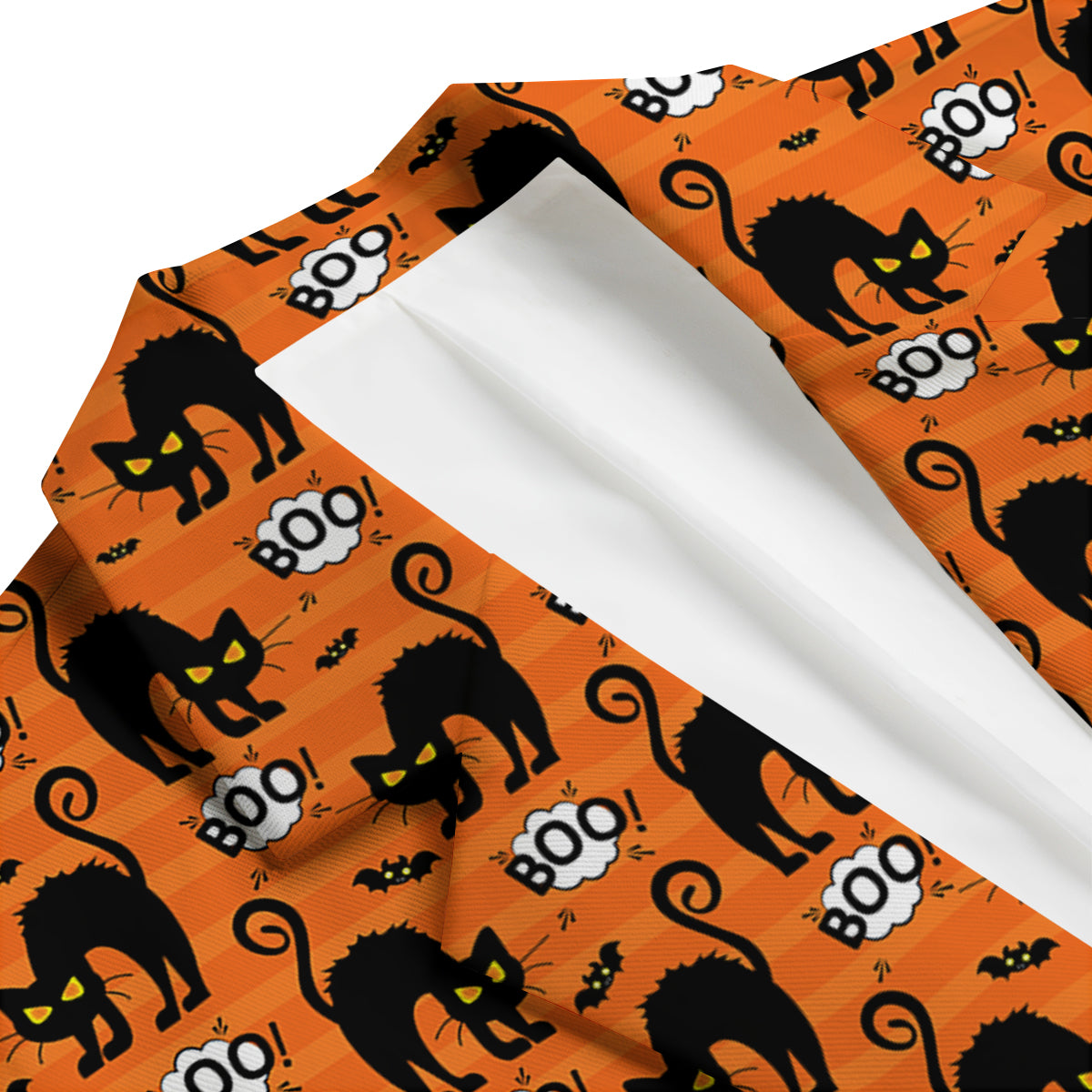 Striped Orange Black Cat Angry Print Pattern Men's Blazer-grizzshop