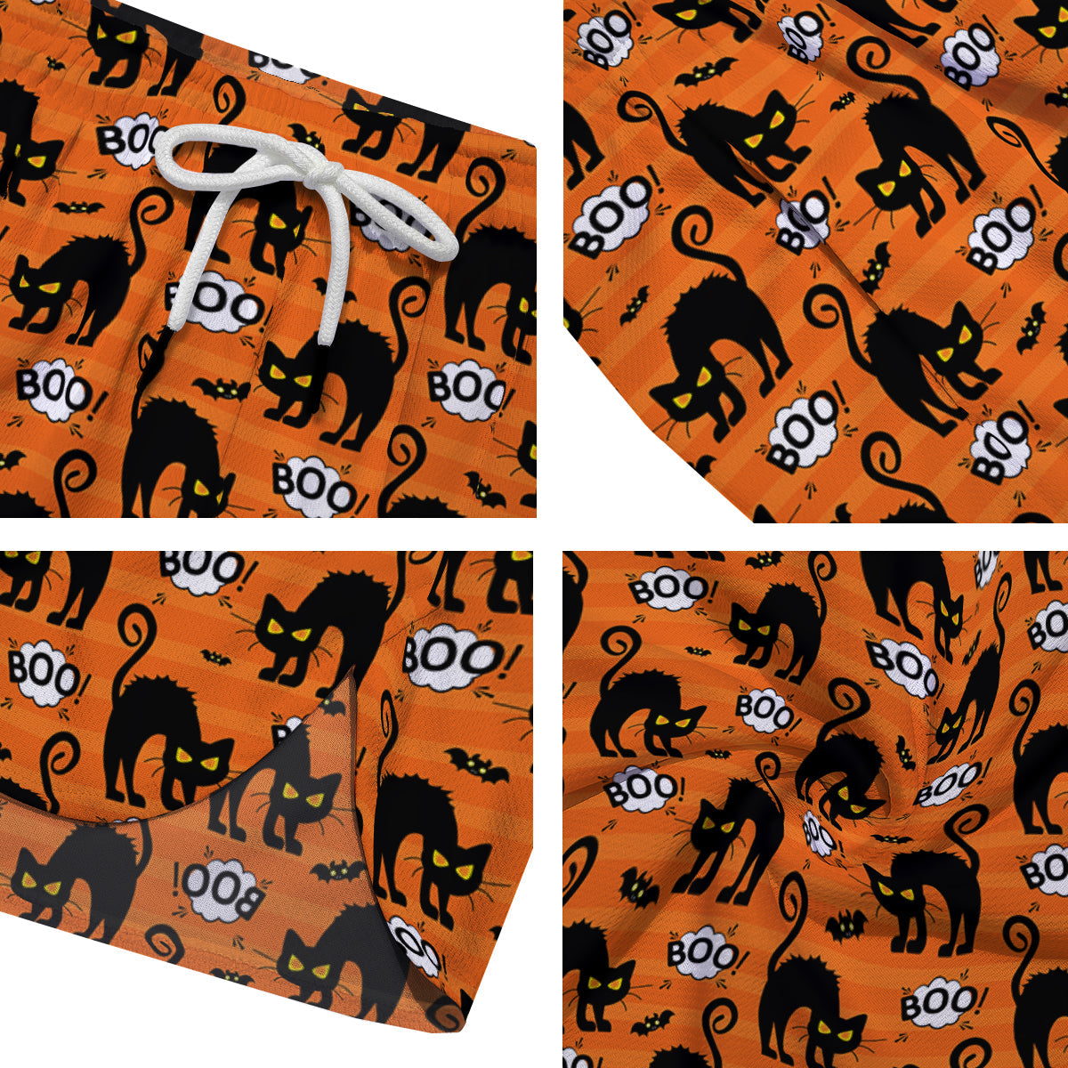Striped Orange Black Cat Angry Print Pattern Men's Running Shorts-grizzshop