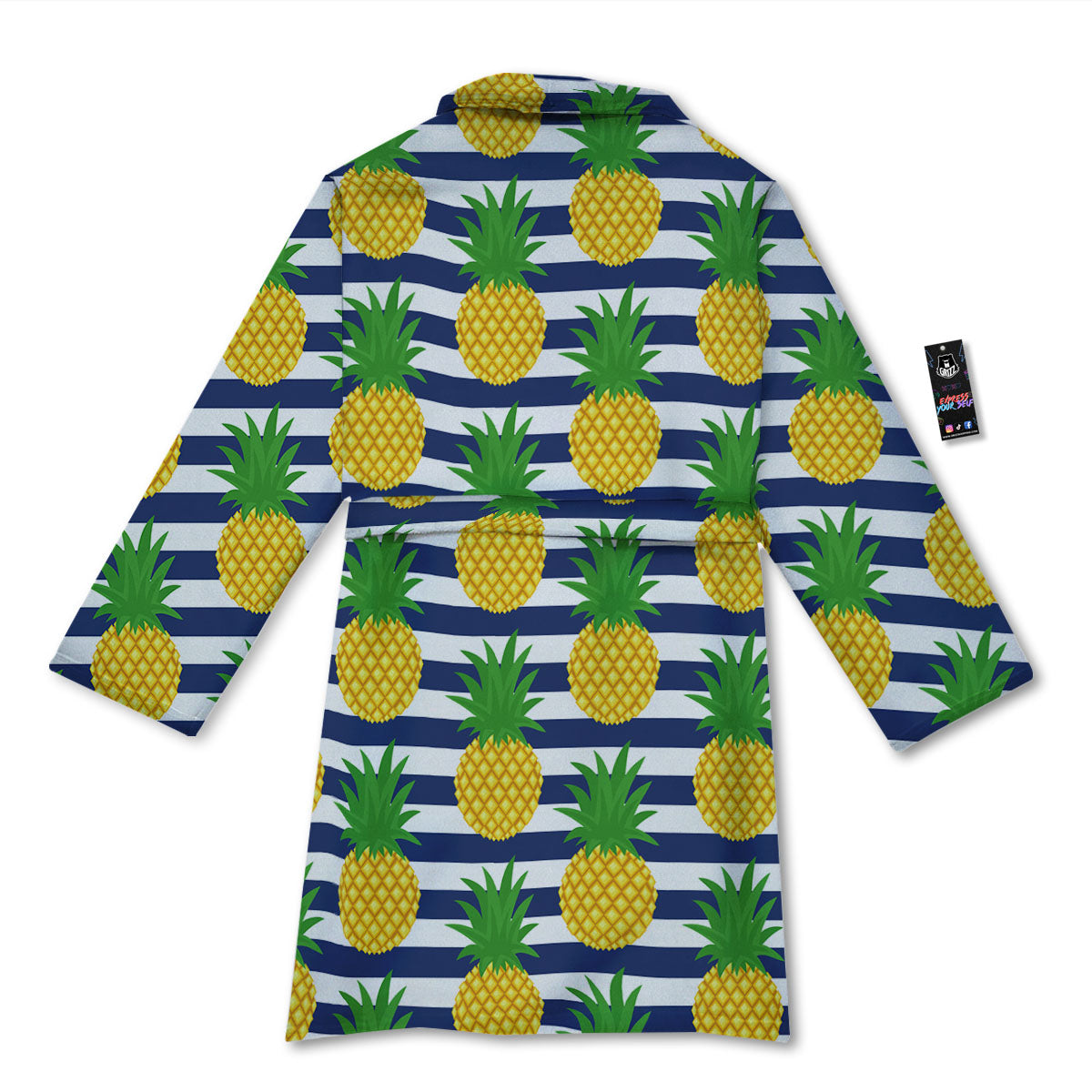 Striped Pineapple Print Pattern Bathrobe-grizzshop