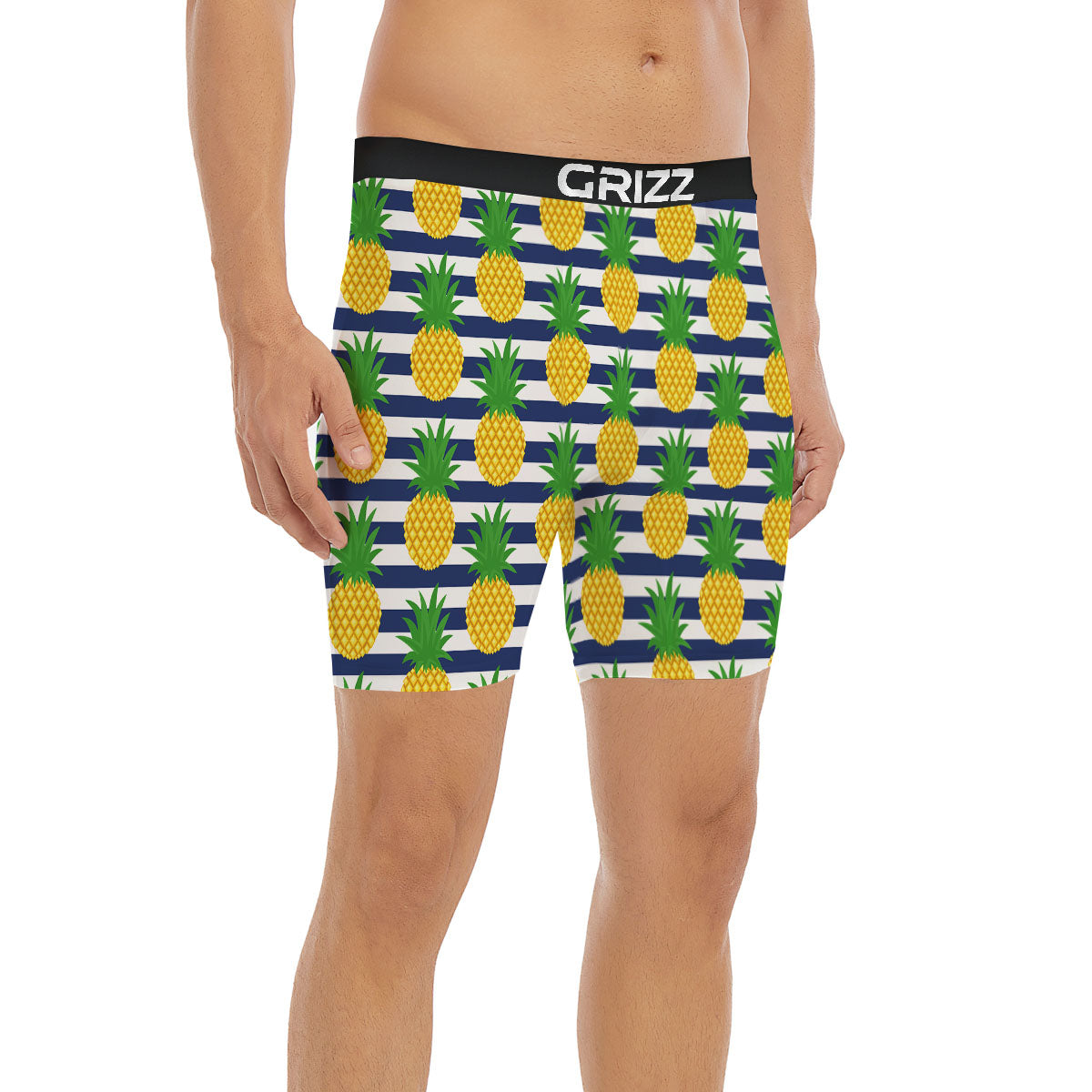 Striped Pineapple Print Pattern Boxer Briefs-grizzshop
