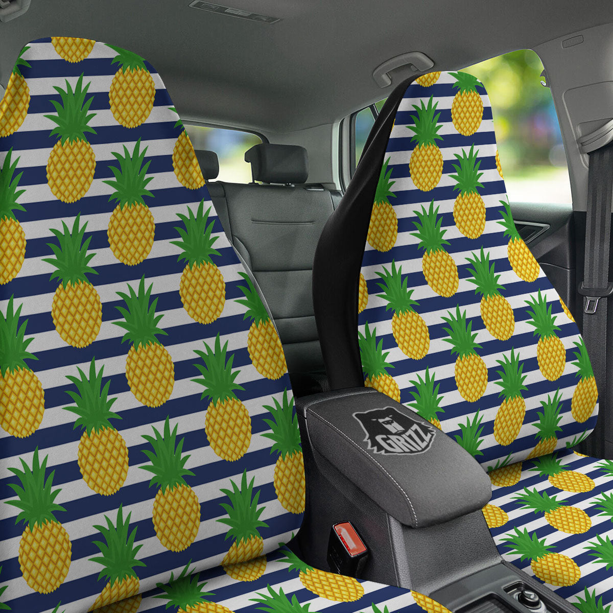 Striped Pineapple Print Pattern Car Seat Covers-grizzshop
