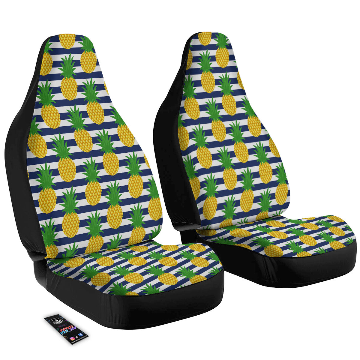 Striped Pineapple Print Pattern Car Seat Covers-grizzshop
