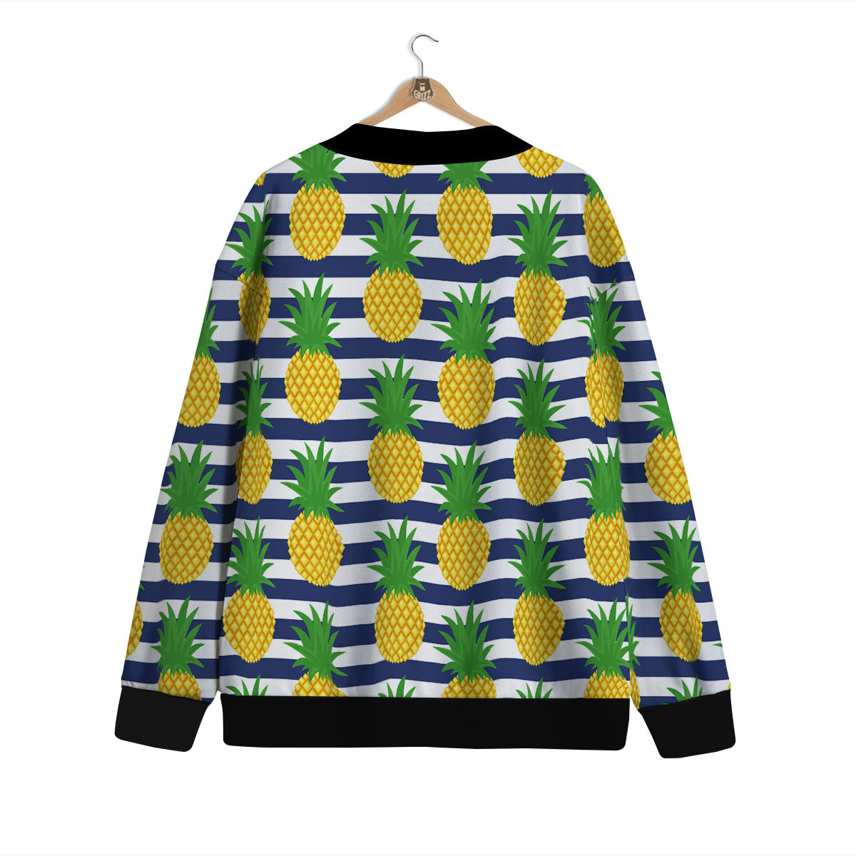 Striped Pineapple Print Pattern Cardigan-grizzshop