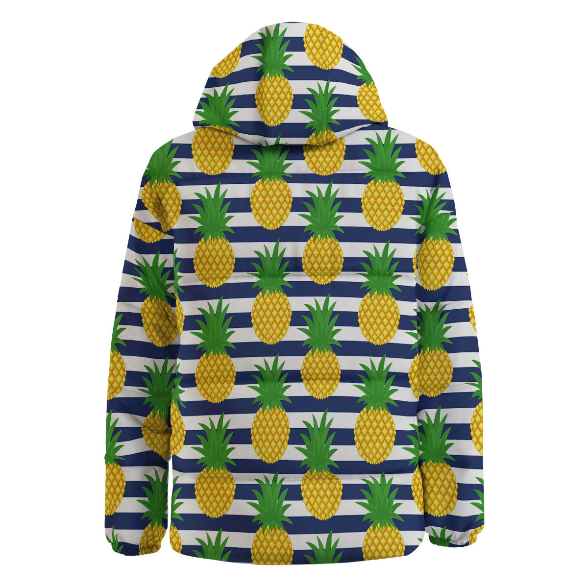 Striped Pineapple Print Pattern Down Jacket-grizzshop