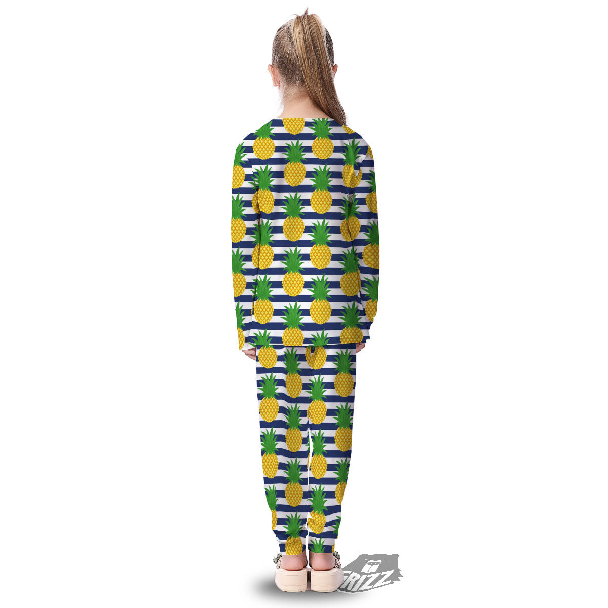 Striped Pineapple Print Pattern Kid's Pajamas-grizzshop