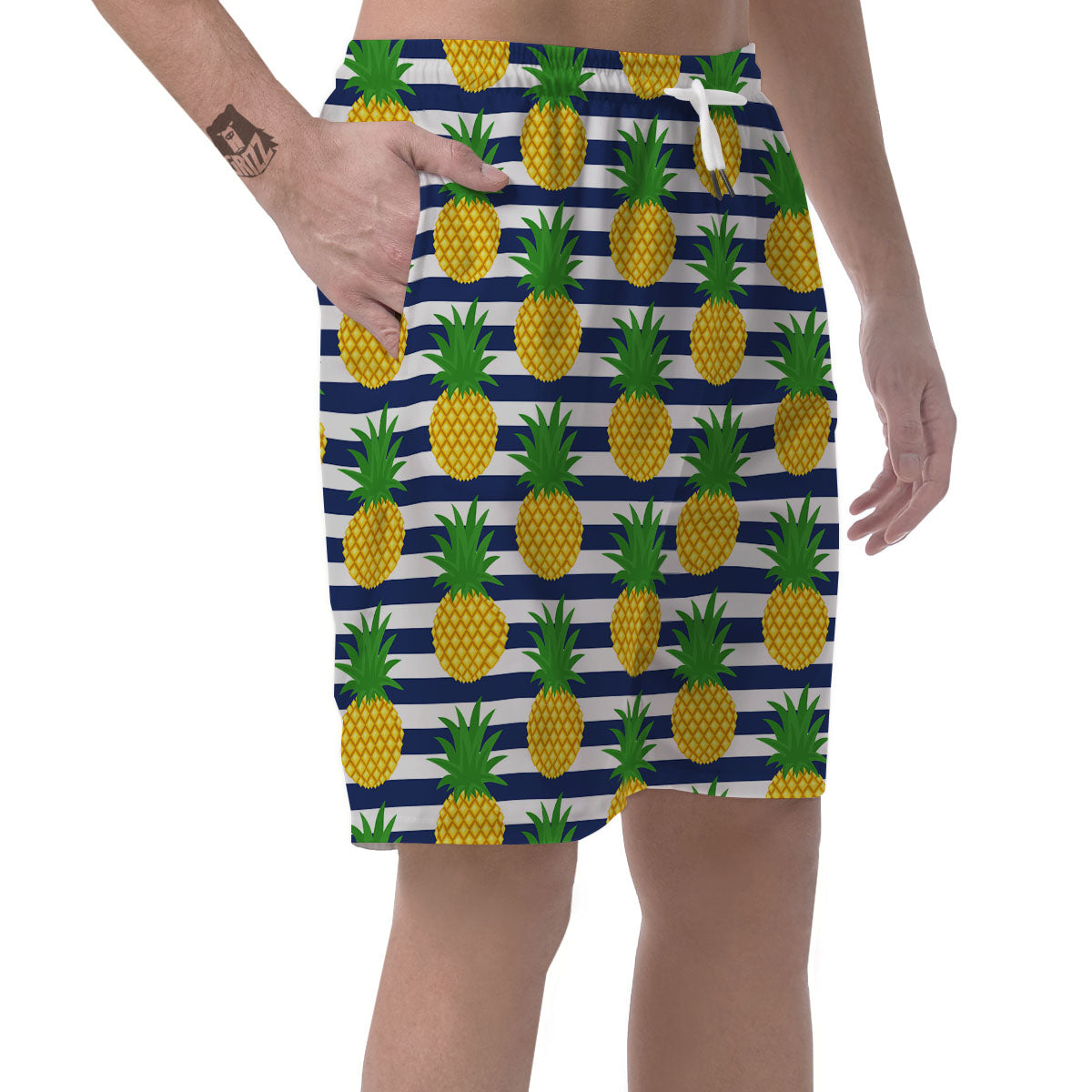 Striped Pineapple Print Pattern Men's Shorts-grizzshop