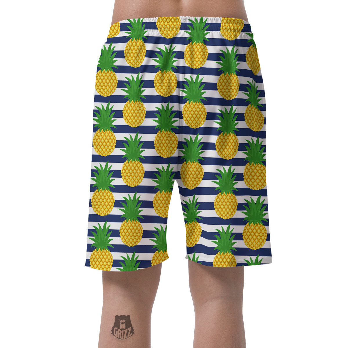 Striped Pineapple Print Pattern Men's Shorts-grizzshop