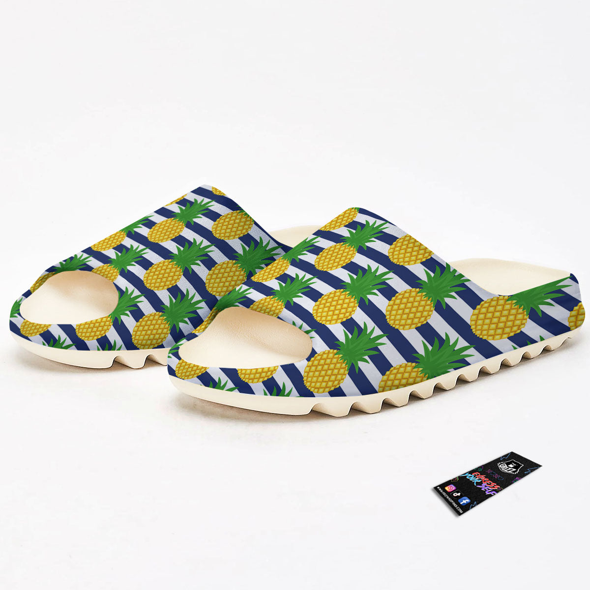 Striped Pineapple Print Pattern Sandals-grizzshop