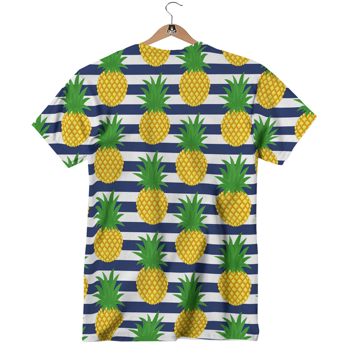 Striped Pineapple Print Pattern T-Shirt-grizzshop