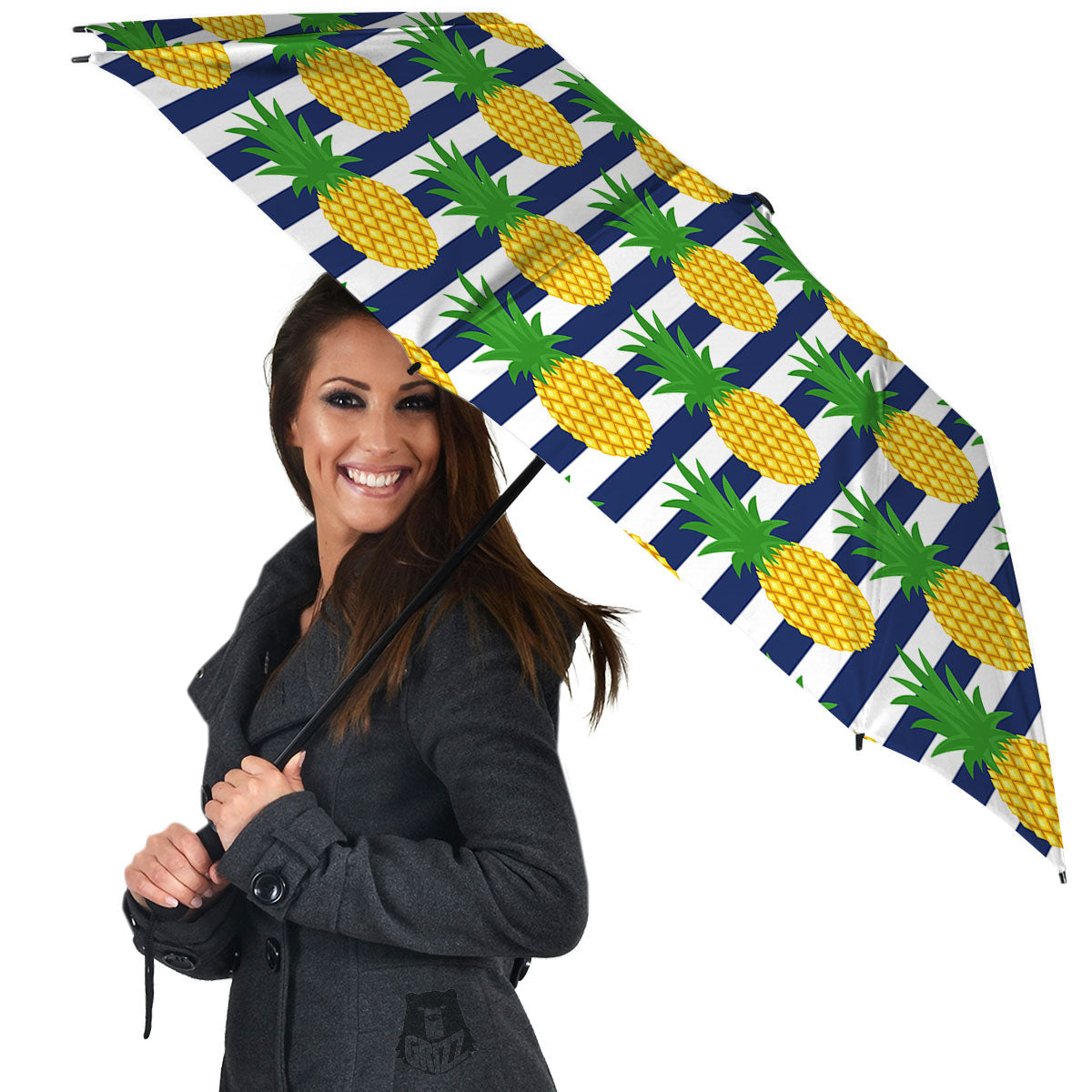 Striped Pineapple Print Pattern Umbrella-grizzshop