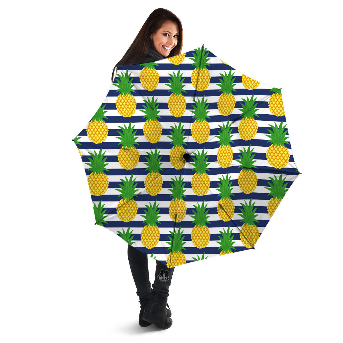 Striped Pineapple Print Pattern Umbrella-grizzshop