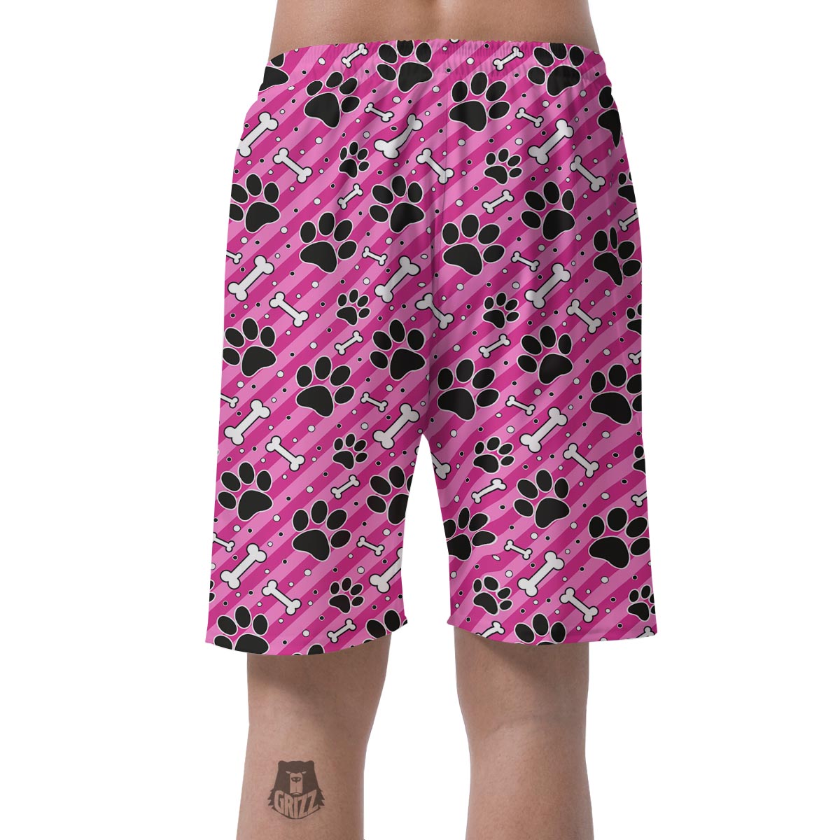 Striped Pink Paw Men's Shorts-grizzshop