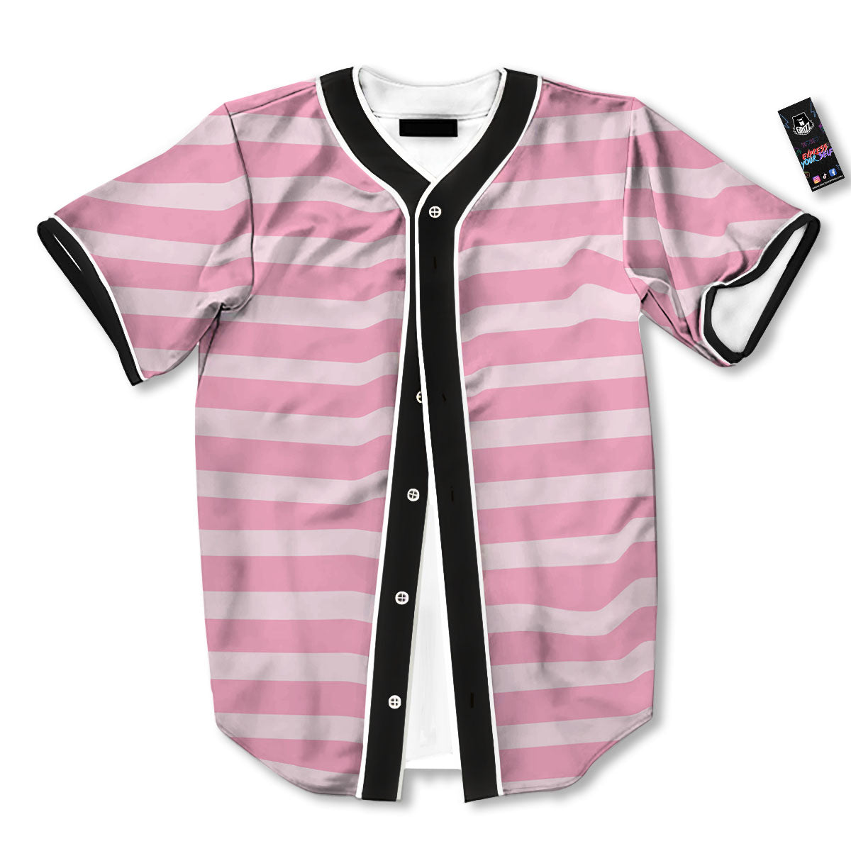Striped Pink Print Pattern Baseball Jersey-grizzshop