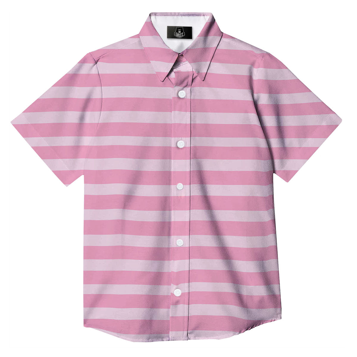 Striped Pink Print Pattern Button Up Shirt-grizzshop