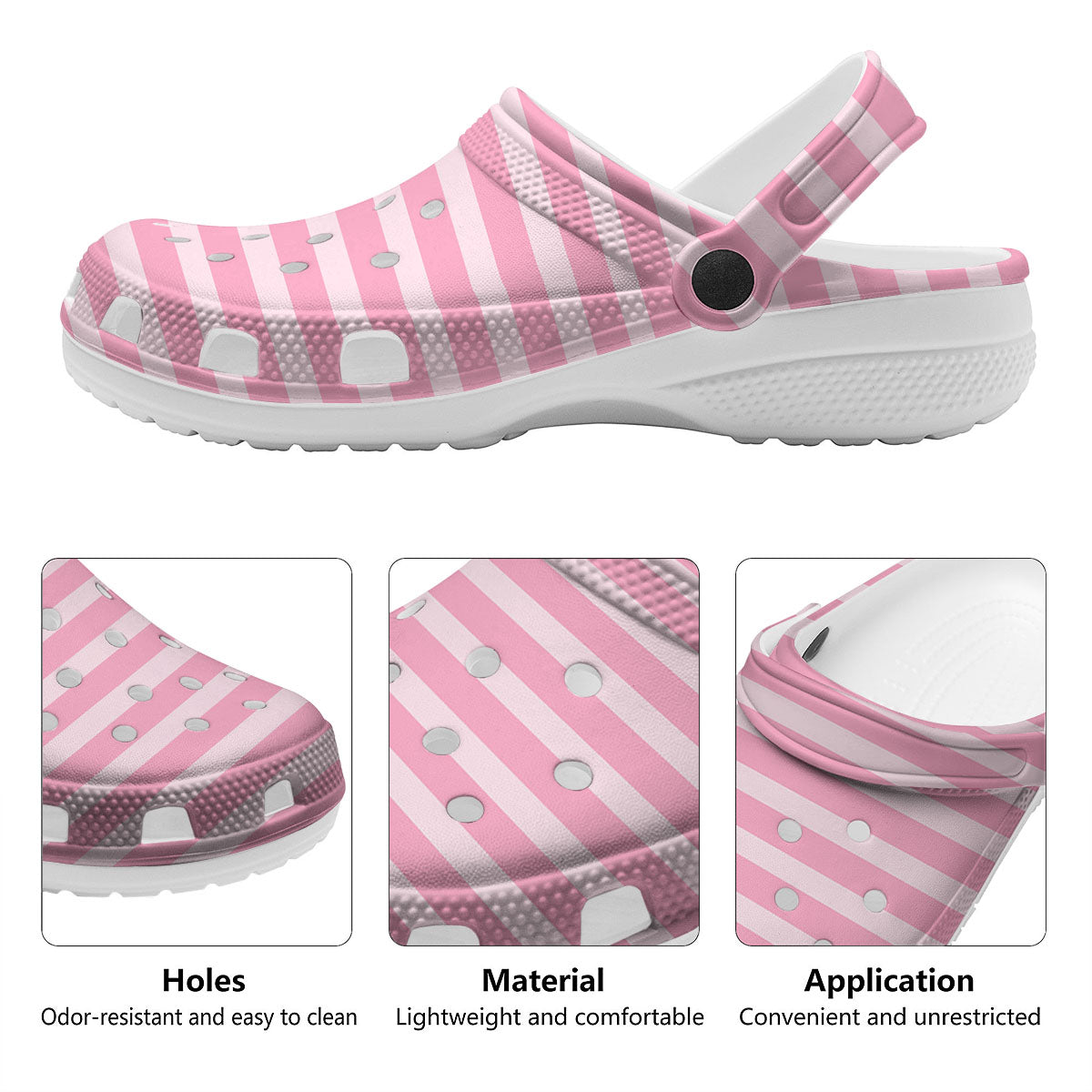 Striped Pink Print Pattern Clog-grizzshop