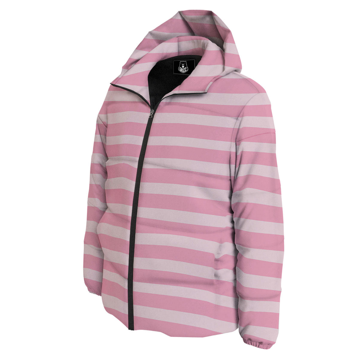 Striped Pink Print Pattern Down Jacket-grizzshop
