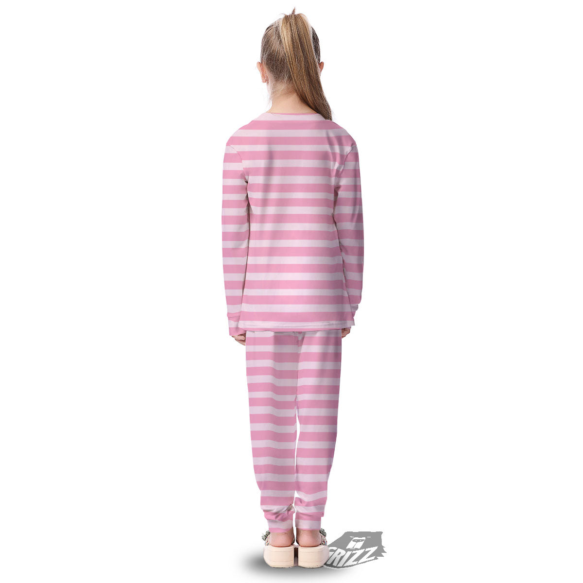 Striped Pink Print Pattern Kid's Pajamas-grizzshop