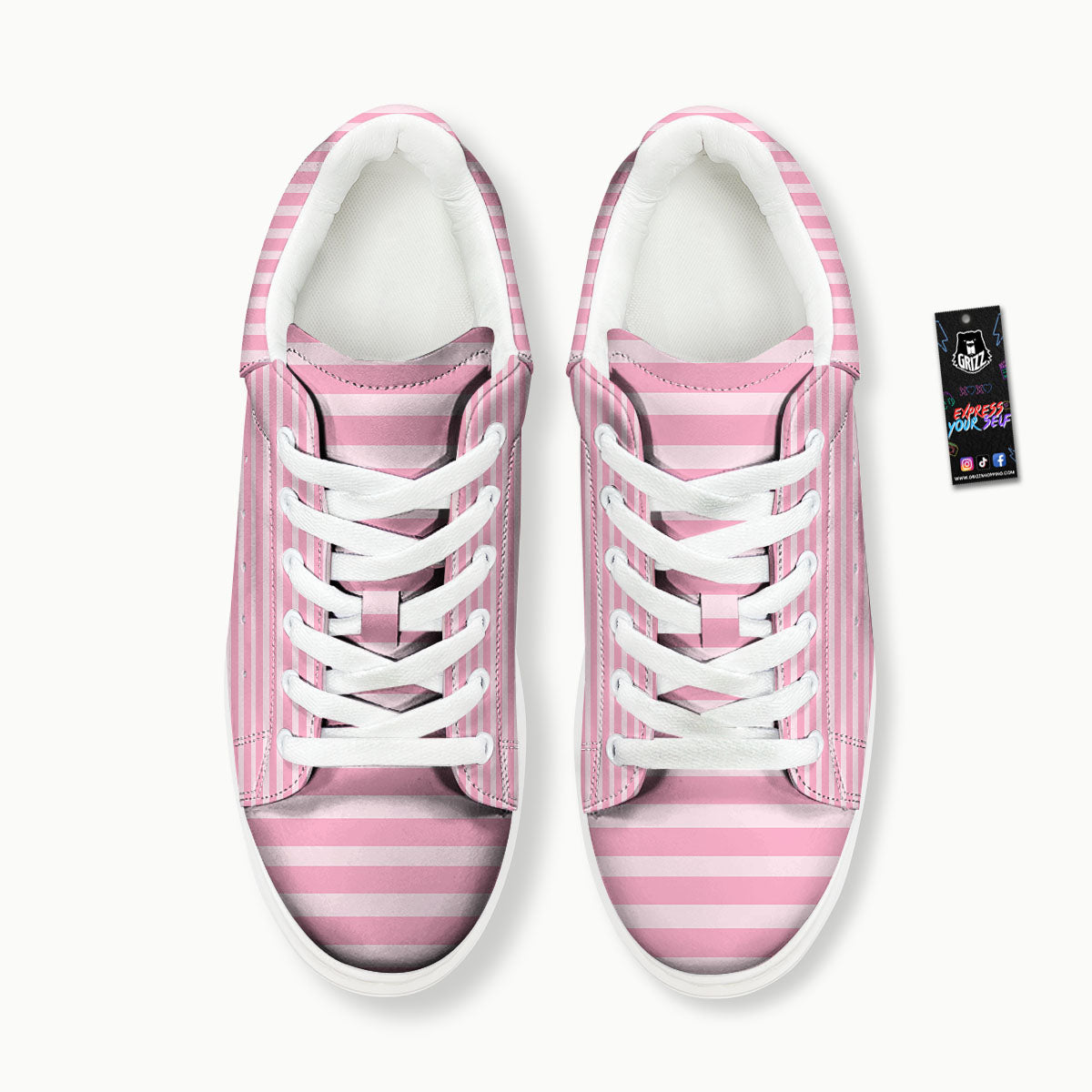 Striped Pink Print Pattern Platform Shoes-grizzshop