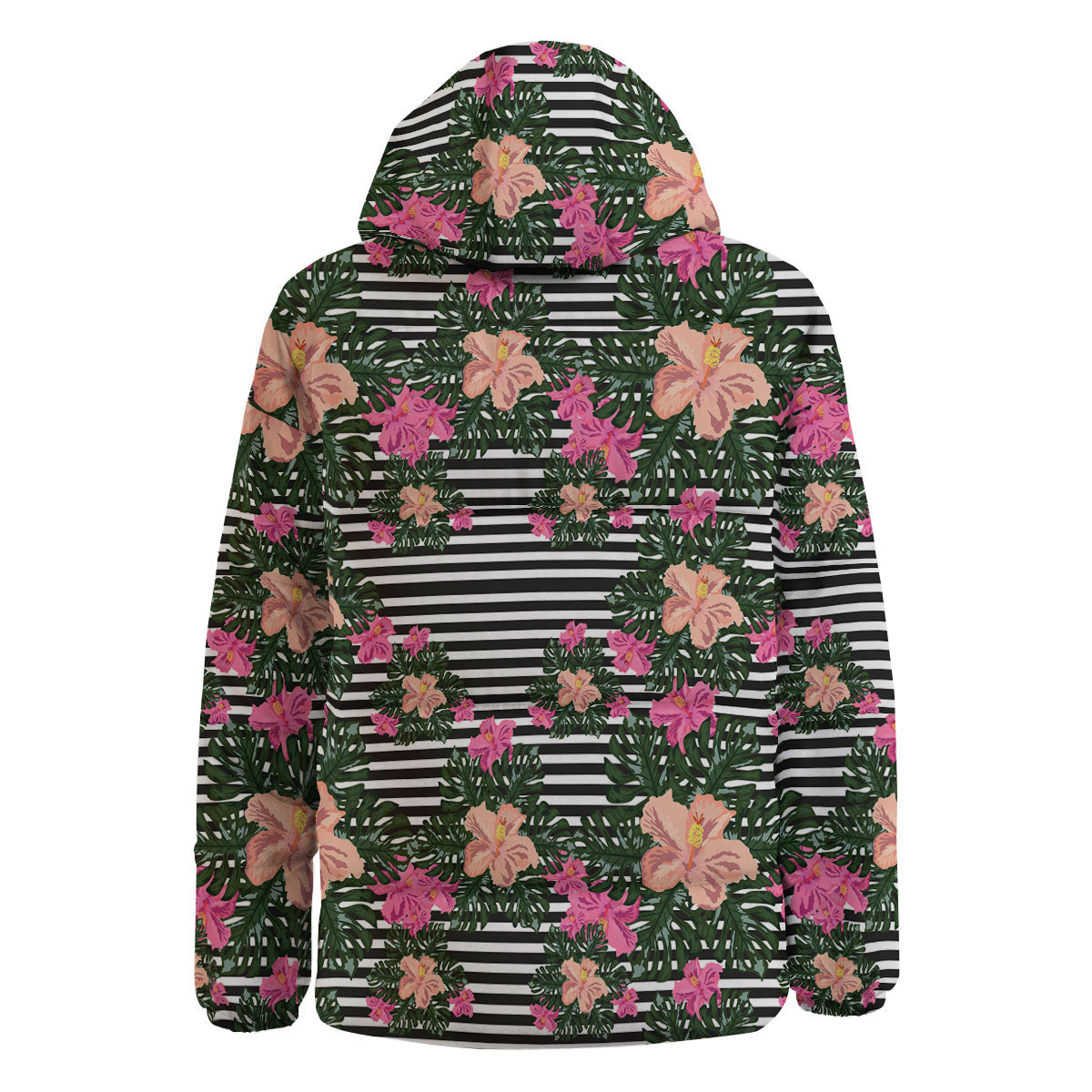 Striped Plumeria Flower Print Pattern Down Jacket-grizzshop