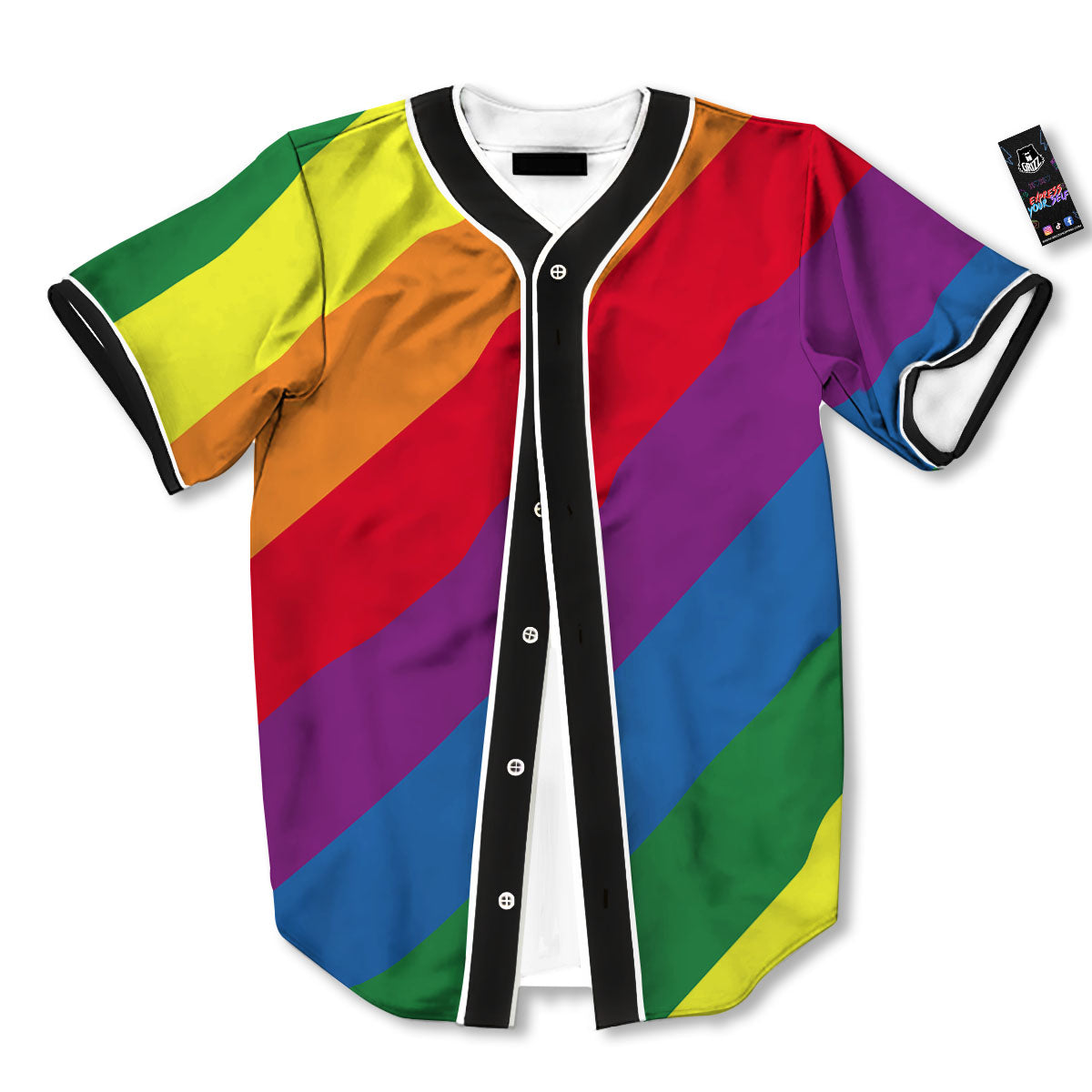 Striped Rainbow Diagonal Print Pattern Baseball Jersey-grizzshop