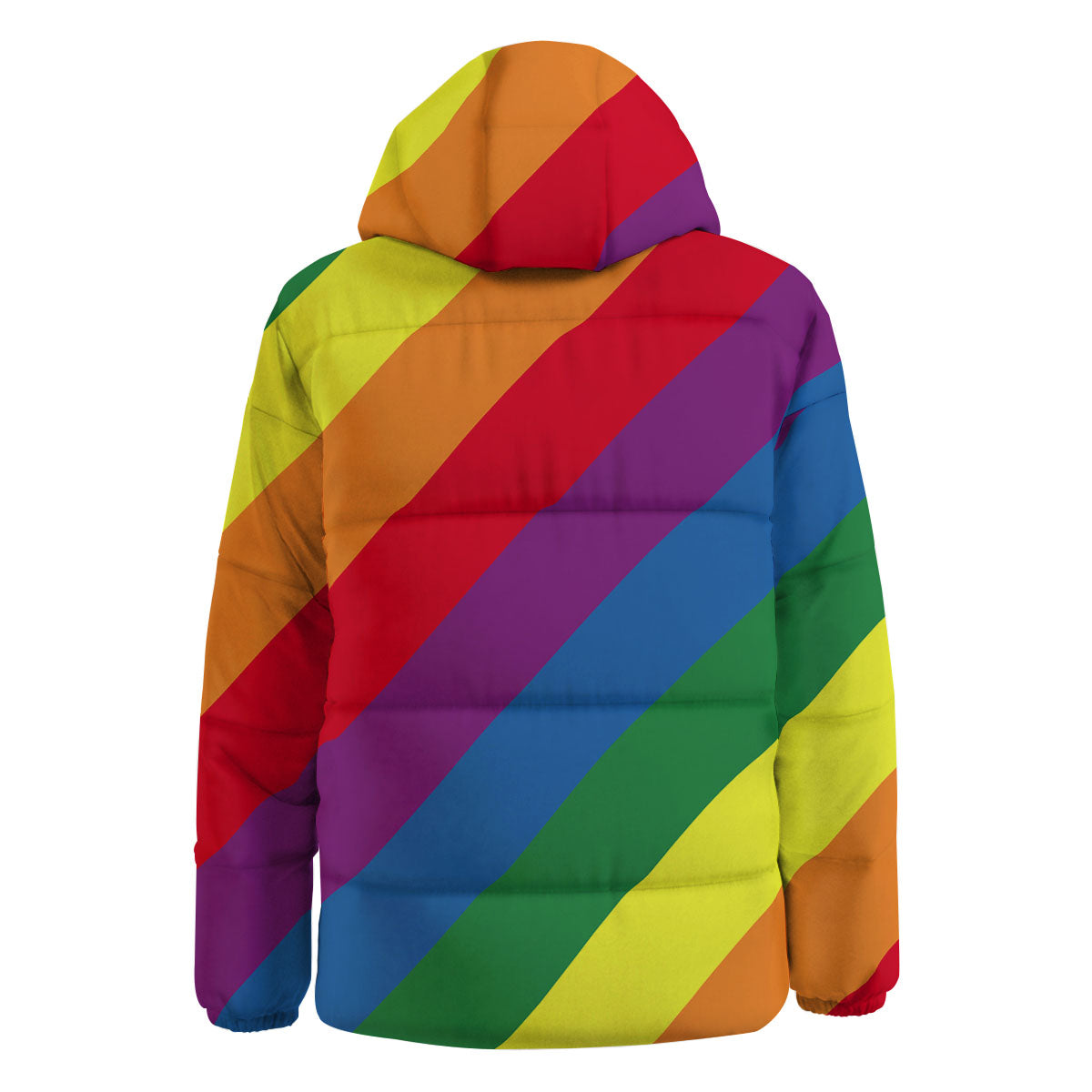 Striped Rainbow Diagonal Print Pattern Down Jacket-grizzshop