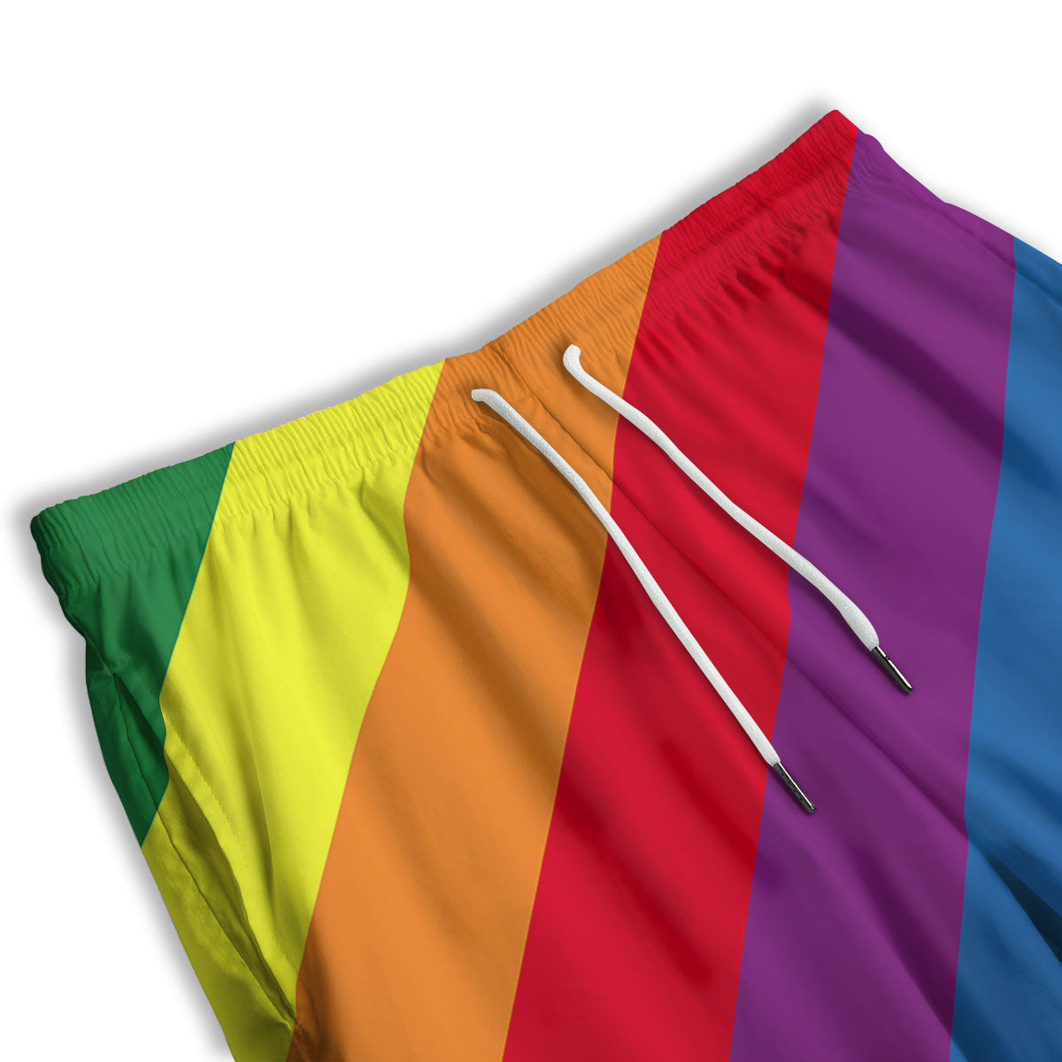 Striped Rainbow Diagonal Print Pattern Men's Athletic Shorts