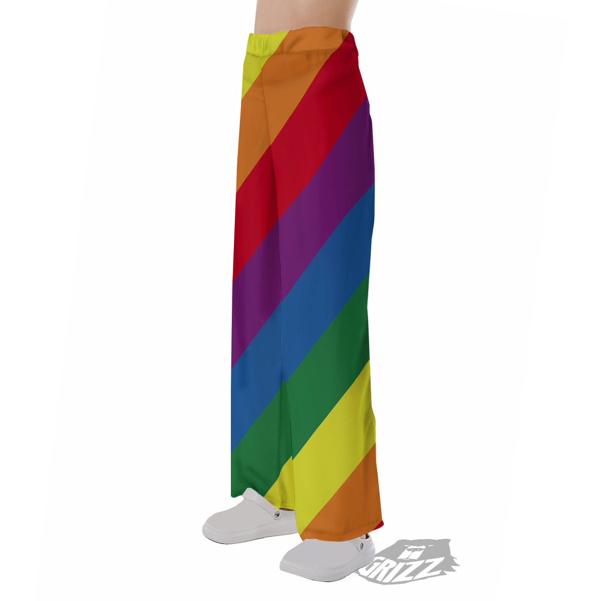 Striped Rainbow Diagonal Print Pattern Pajama Pants-grizzshop