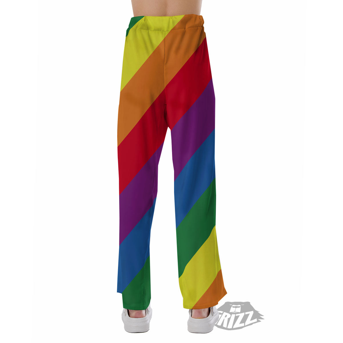 Striped Rainbow Diagonal Print Pattern Pajama Pants-grizzshop