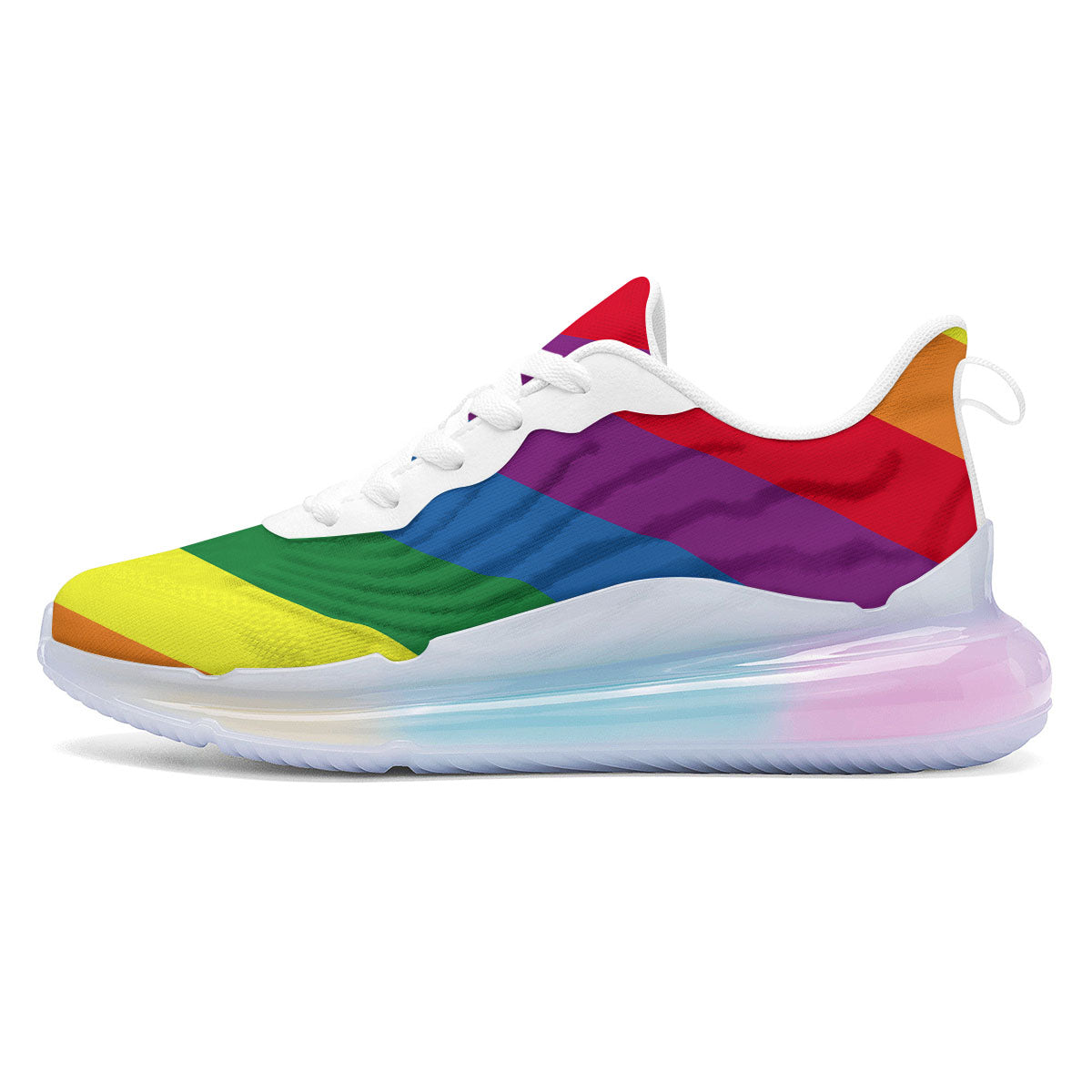 Striped Rainbow Diagonal Print Pattern Running Sneakers-grizzshop