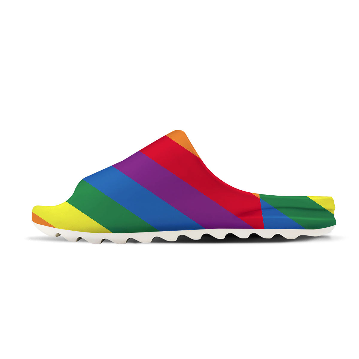 Striped Rainbow Diagonal Print Pattern Sandals-grizzshop