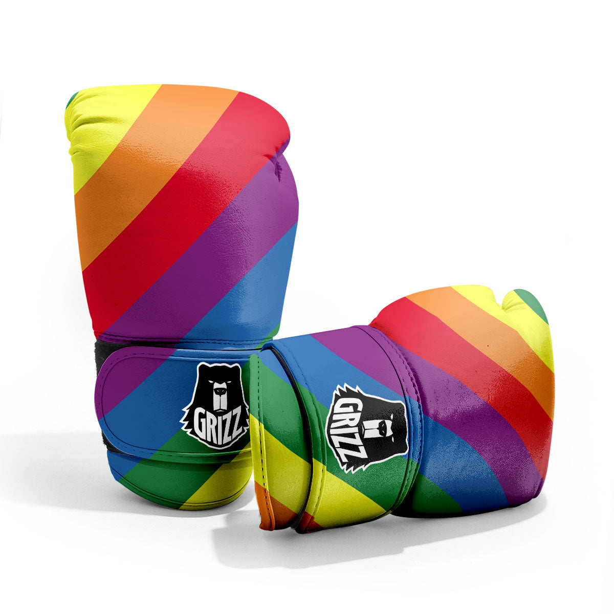 Striped Rainbow Diagonal Print Pattern Pro Boxing Glove