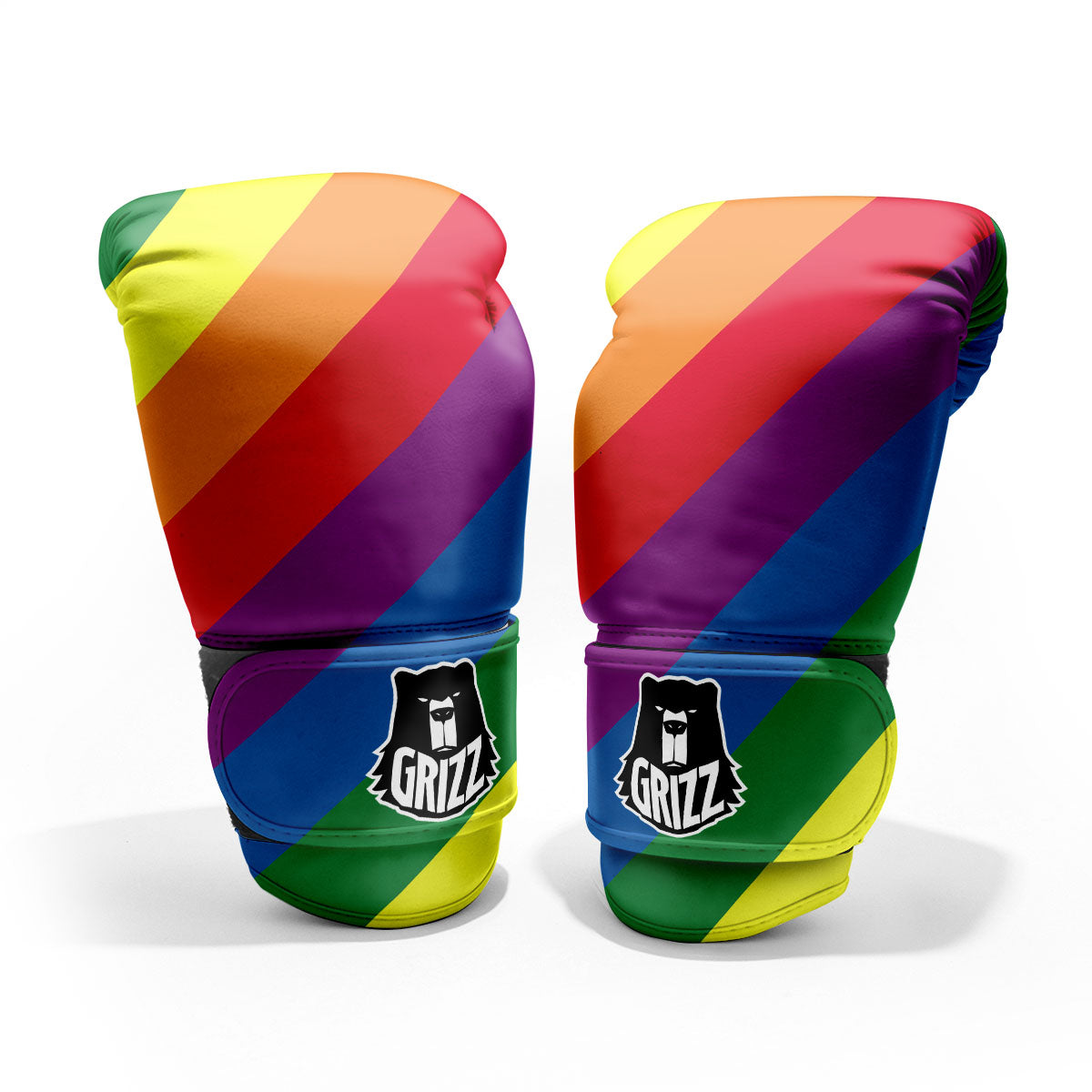 Striped Rainbow Diagonal Print Pattern Pro Boxing Glove