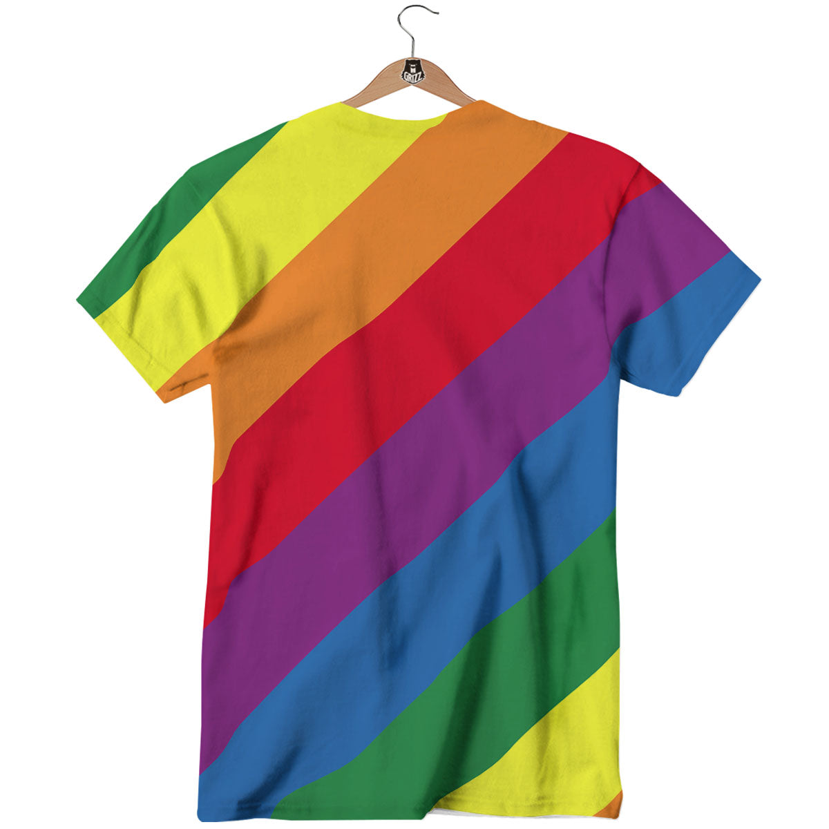 Striped Rainbow Diagonal Print Pattern T-Shirt-grizzshop