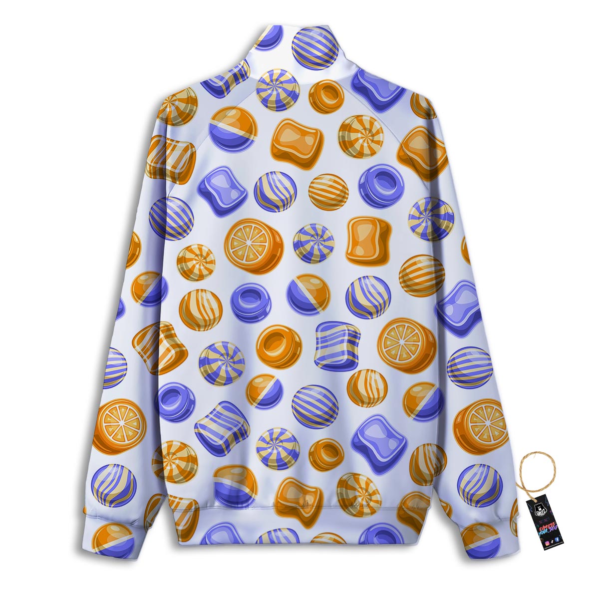 Striped Rainbow Diagonal Print Pattern Track Jacket-grizzshop