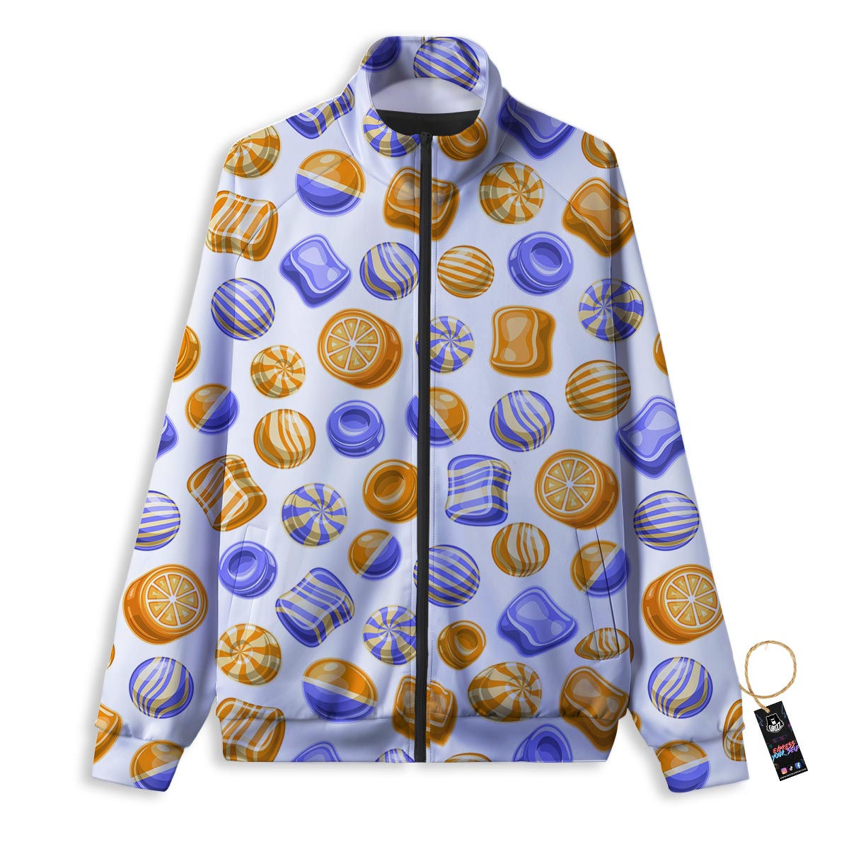 Striped Rainbow Diagonal Print Pattern Track Jacket-grizzshop