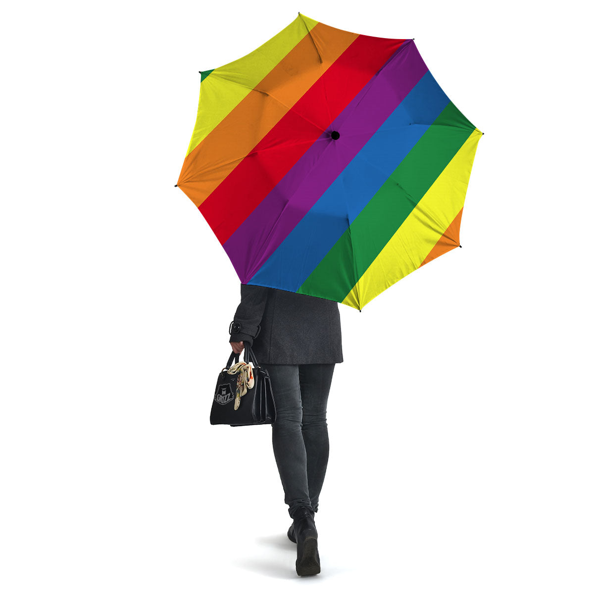 Striped Rainbow Diagonal Print Pattern Umbrella-grizzshop