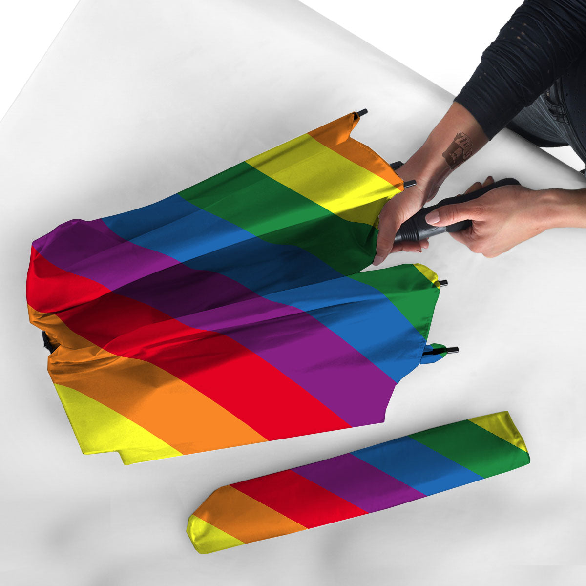 Striped Rainbow Diagonal Print Pattern Umbrella-grizzshop