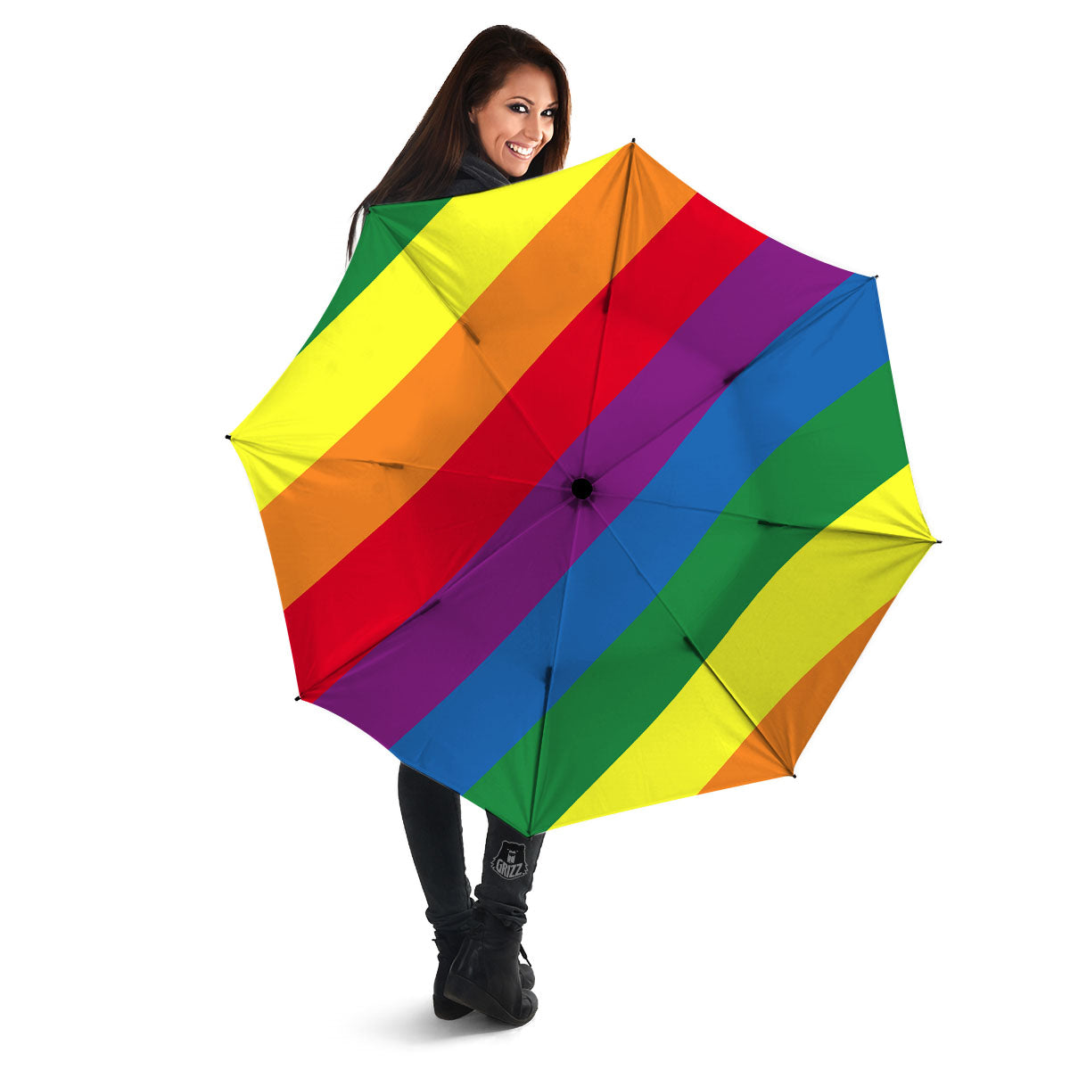 Striped Rainbow Diagonal Print Pattern Umbrella-grizzshop