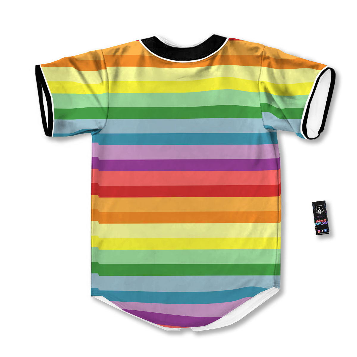 Striped Rainbow Print Pattern Baseball Jersey-grizzshop