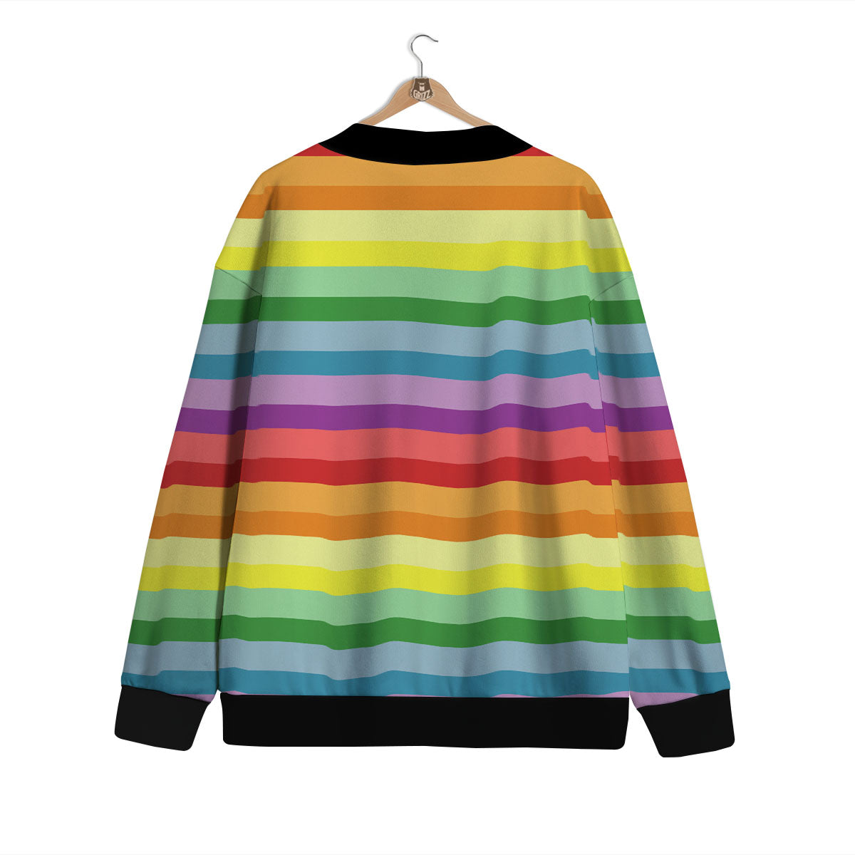 Striped Rainbow Print Pattern Cardigan-grizzshop