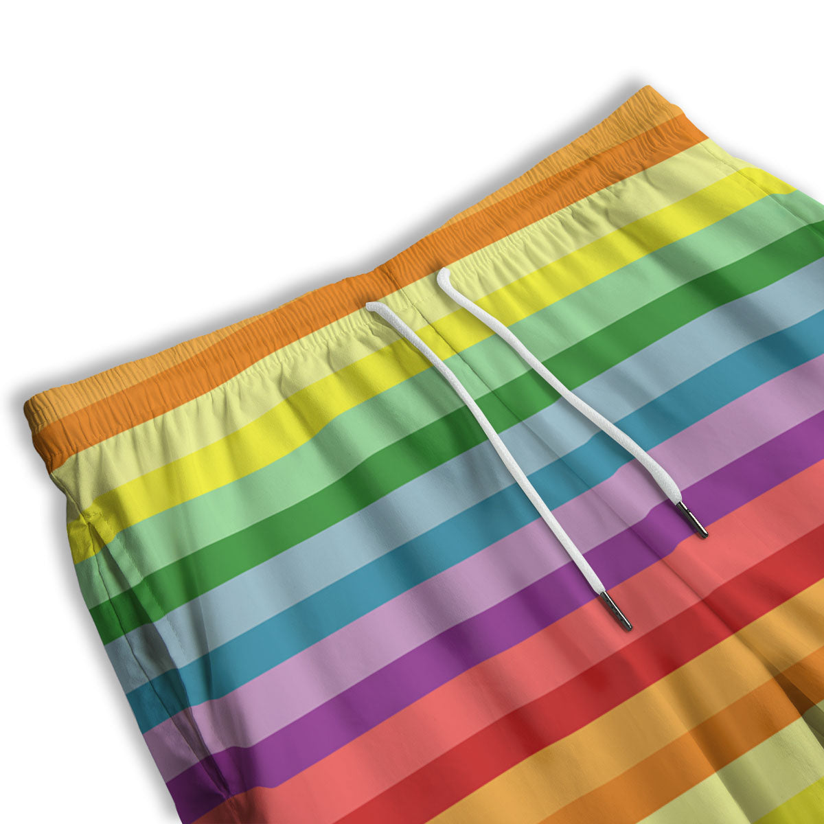 Striped Rainbow Print Pattern Men's Athletic Shorts
