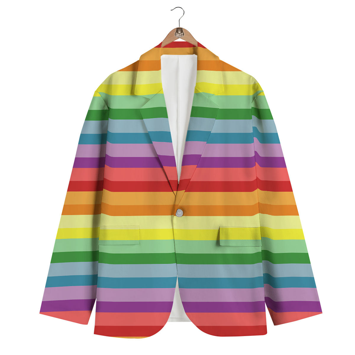 Striped Rainbow Print Pattern Men's Blazer-grizzshop