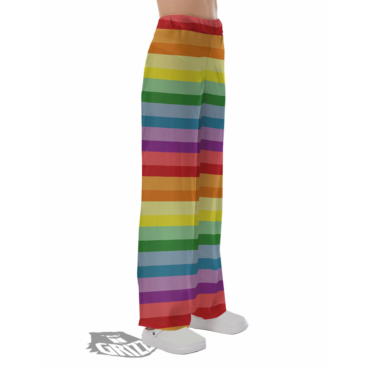 Striped Rainbow Print Pattern Pajama Pants-grizzshop