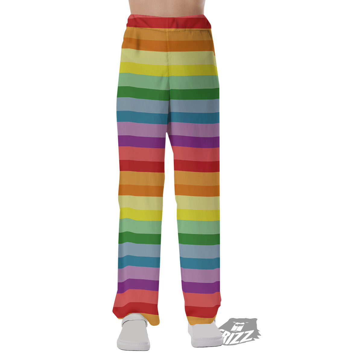 Striped Rainbow Print Pattern Pajama Pants-grizzshop