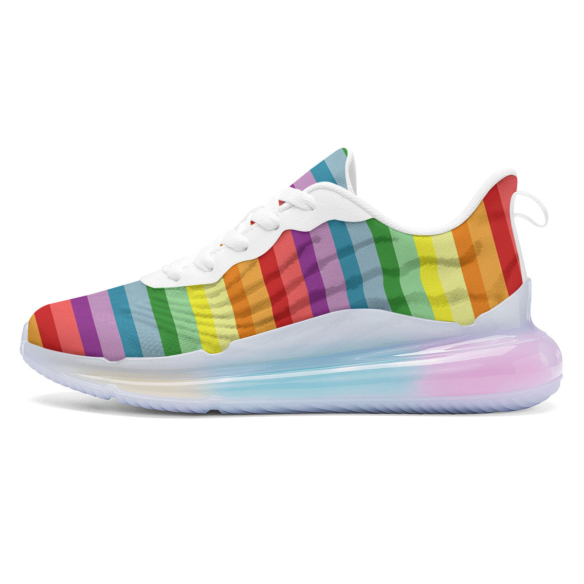Striped Rainbow Print Pattern Running Sneakers-grizzshop